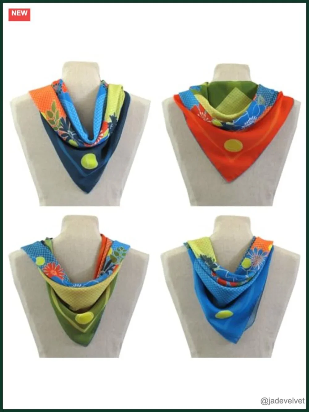 Square Floral Scarf 100% Polyester Silk-Like Tennis Theme Neck Scarf